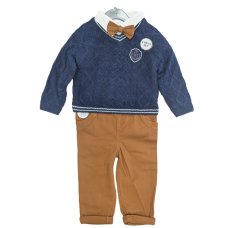 G10993TOD: Boys Knitted Jumper, Shirt With Bow Tie & Pant Outfit (2-4 Years)
